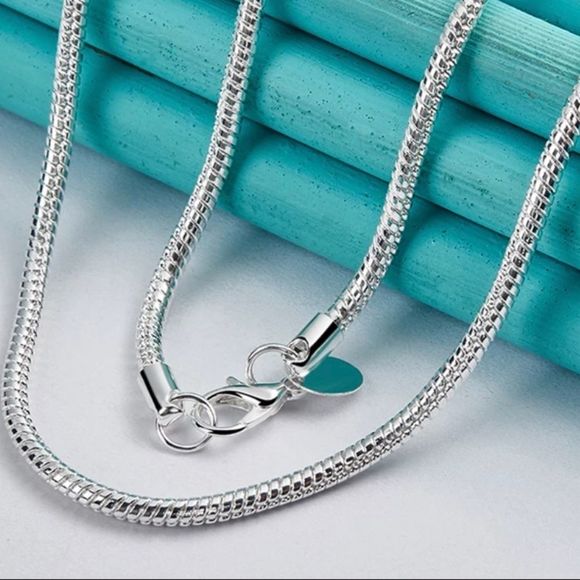 Men's 925 Sterling Silver 3MM Snake Chain Lobster Clasp Necklace 16 18 20 22 24" - Picture 2 of 14